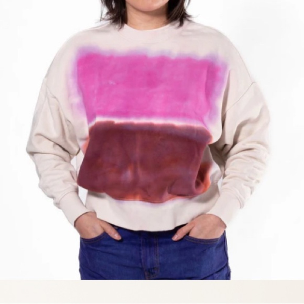 Shelbeshop Cropped hand painted sweatshirt pullover by shelbeshop pigment dye